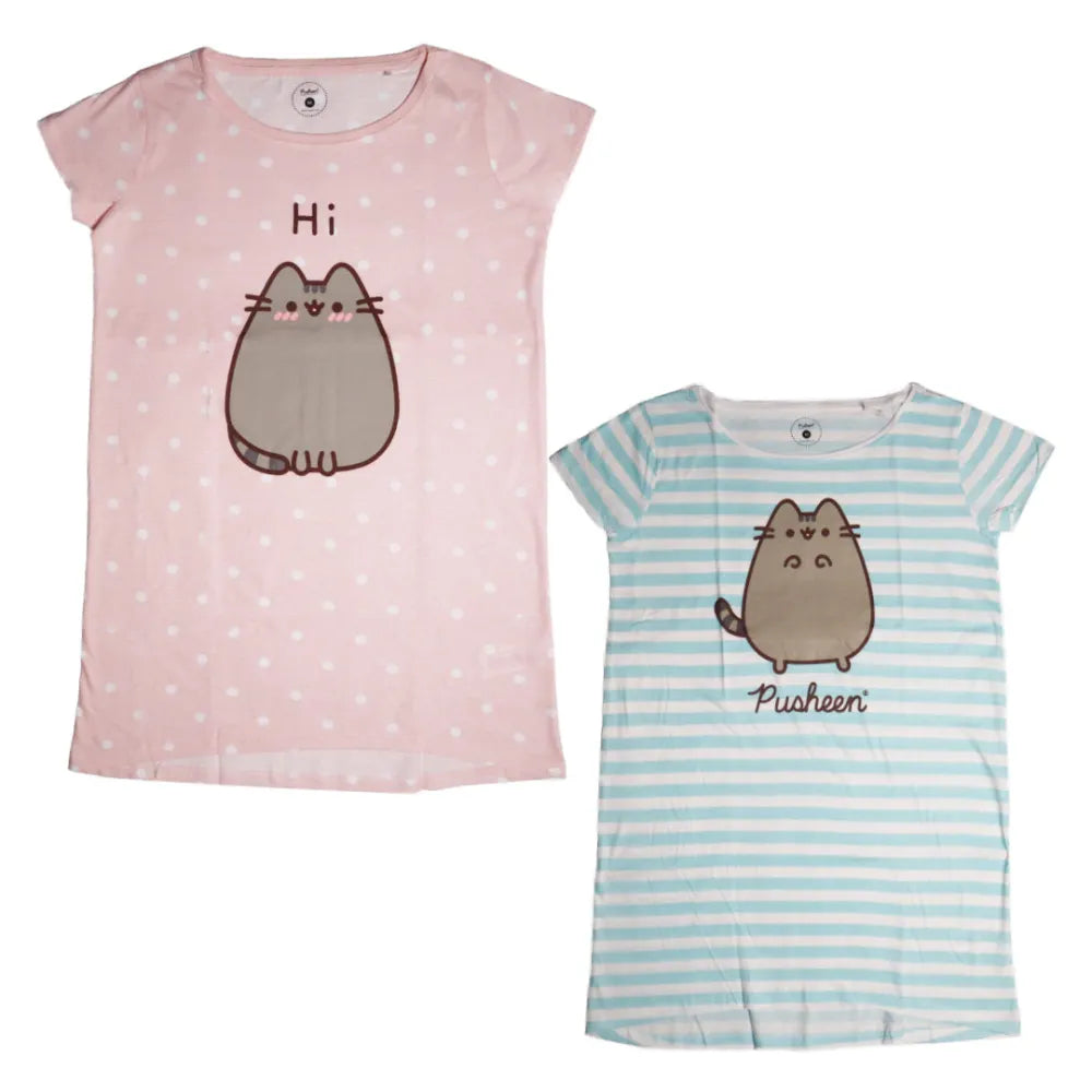 Pusheen The Cat die Katze Damen kurzarm Schlafshirt Nachthemd XS XL Ba