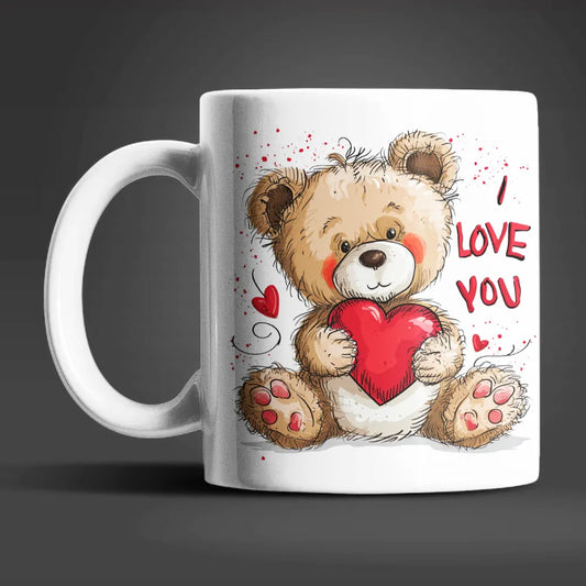 Teddybär I Love You Valentinstag Kaffeetasse Teetasse Tasse Geschenkidee 330 ml - WS-Trend.de