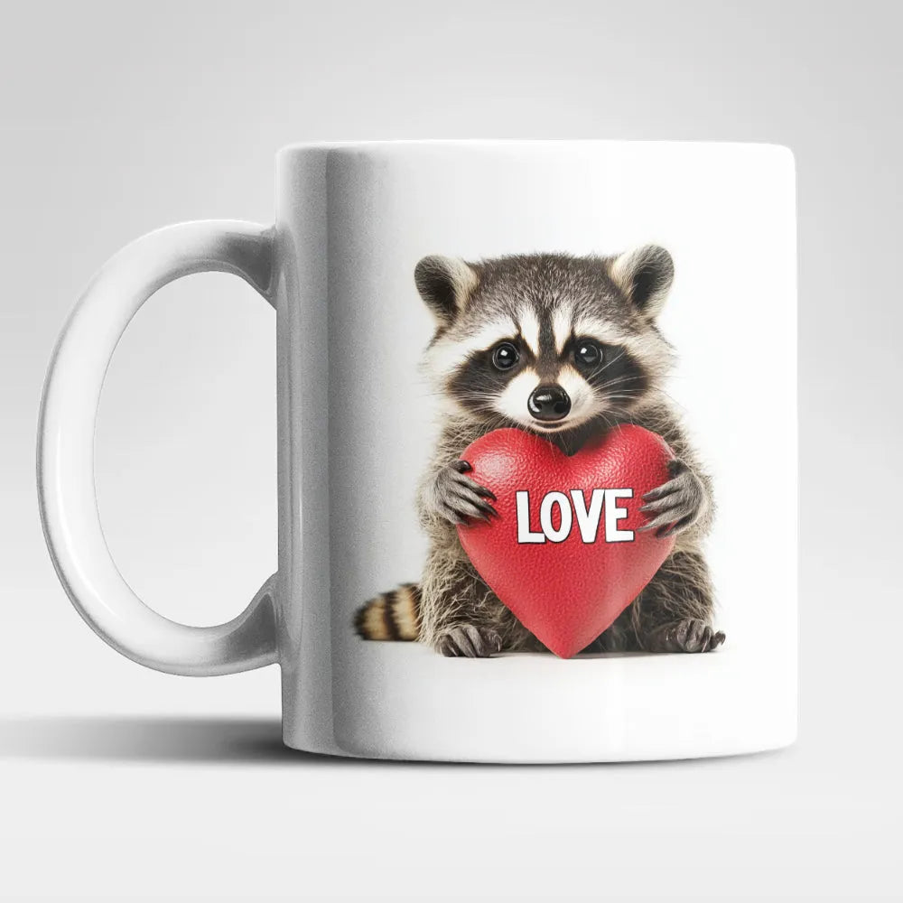 Liebe Love Waschbär Valentinstag Kaffeetasse Teetasse Tasse Geschenkidee 325 ml - WS-Trend.de