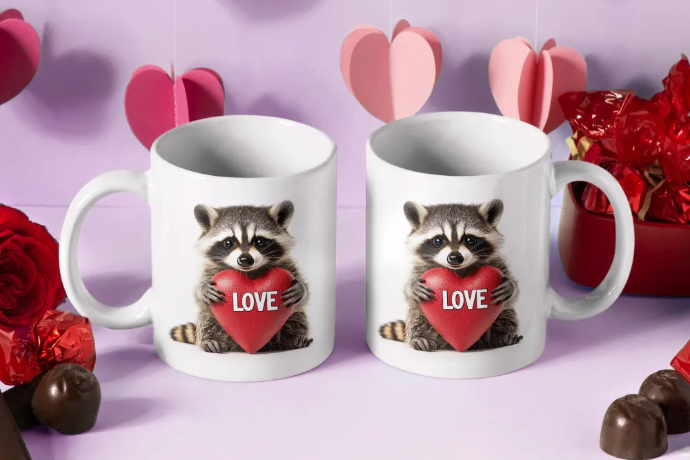 Liebe Love Waschbär Valentinstag Kaffeetasse Teetasse Tasse Geschenkidee 325 ml - WS-Trend.de