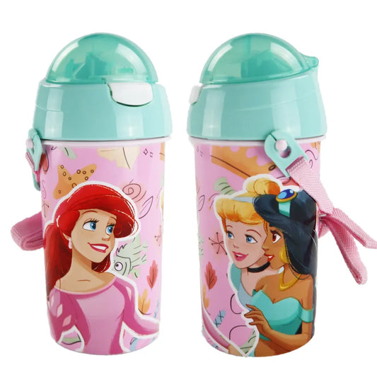 Disney Prinzessin Trinkflasche Flasche mit Trinkhalm Gurt 500 ml - WS-Trend.de Wasserflasche