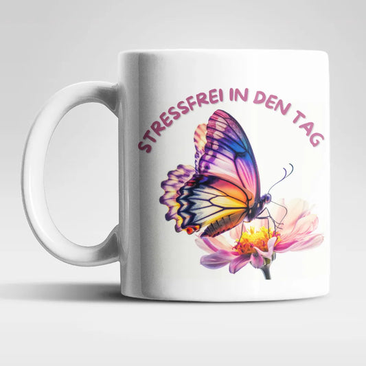 Stressfrei Schmetterling Butterfly Kaffeetasse Teetasse Tasse Geschenkidee - WS-Trend.de