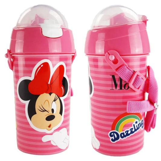 Disney Minnie Maus Trinkflasche Flasche mit Trinkhalm Gurt 500 ml - WS-Trend.de Wasserflasche