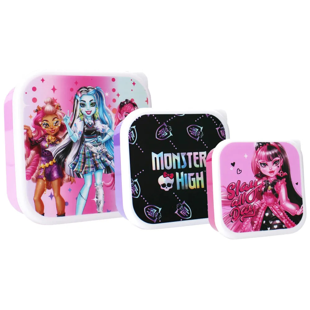 Monster High Mädchen 4 tlg. Kinder Lunch Set Brotdose plus 3 Snackboxen - WS-Trend.de