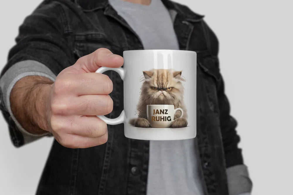 Katze JANZ RUHIG Kaffeetasse Teetasse Tasse Geschenkidee - WS-Trend.de