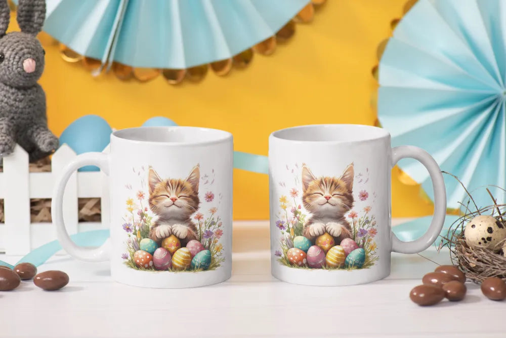 Ostern Katze Ostereier Kaffeetasse Teetasse Tasse Geschenkidee 325 ml - WS-Trend.de