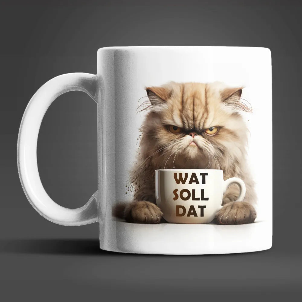 Katze WAT SOLL DAT Kaffeetasse Teetasse Tasse Geschenkidee - WS-Trend.de