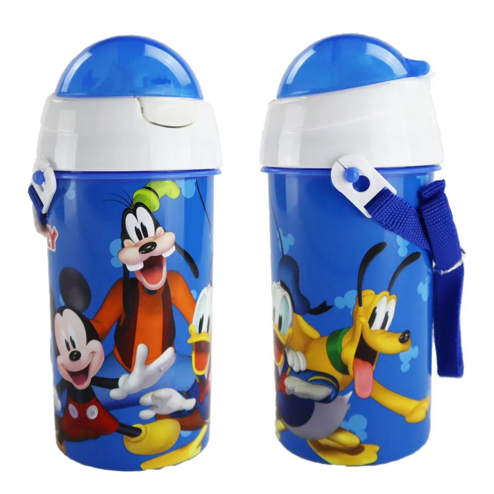 Disney Mickey Maus und Freunde Wasserflasche Flasche mit Trinkhalm Gurt 500 ml - WS-Trend.de