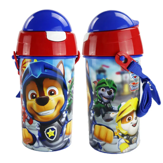 Paw Patrol Kinder Wasserflasche Flasche mit Trinkhalm Gurt 500 ml - WS-Trend.de Chase Rubble