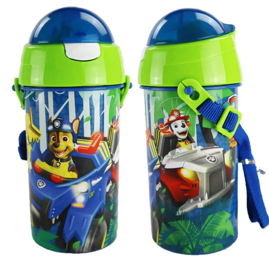 Paw Patrol Kinder Wasserflasche Flasche mit Trinkhalm Gurt 500 ml - WS-Trend.de Chase Rubble