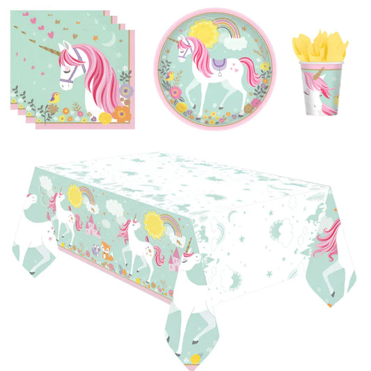 Einhorn Unicorn Geburtstag Deko Set 33 tlg. Geschirr Kinder Partyset - WS-Trend.de