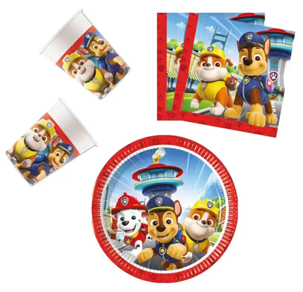 Paw Patrol Chase Geburtstag Deko Set 36tlg. Geschirr Partyset - WS-Trend.de 36tlg.Geschirr Kindergeburtstag