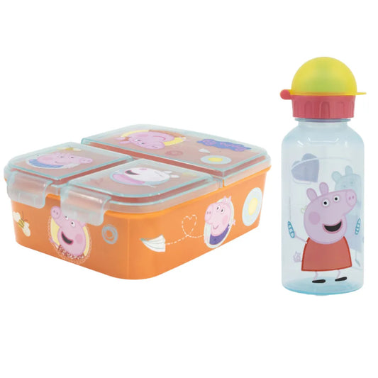 Peppa Wutz Pig 2 teiliges Kinder Set 3 Kammern BrotdoseTrinkflasche 370 ml - WS-Trend.de