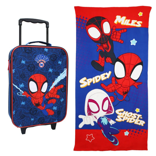 Spiderman Spidey Kinder 2tlg Set Trolley Kinderkoffer Koffer Strandtuch 70x140 - WS-Trend.de