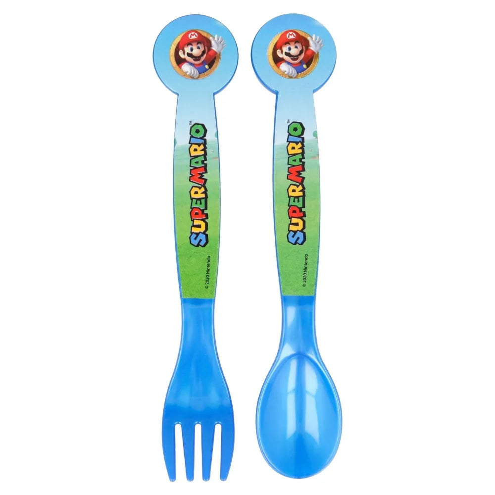 Super Mario Luigi Kinder 4 tlg Set 3 Kammer Brotdose Gabel Löffel Trinkflasche - WS-Trend.de