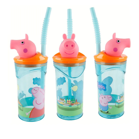 Peppa Pig Wutz 3D Deckel Kinder Trinkbecher Becher integriertem Halm 360ml - WS-Trend.de