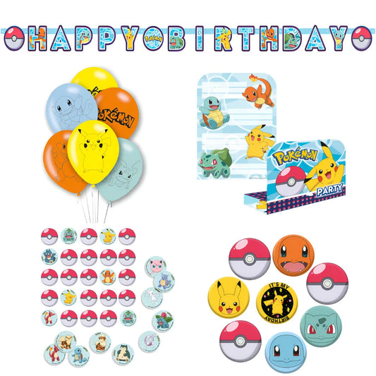 Pokemon Pikachu Geburtstag Deko Set 24tlg.Memory Spiel Buttons Banner - WS-Trend.de