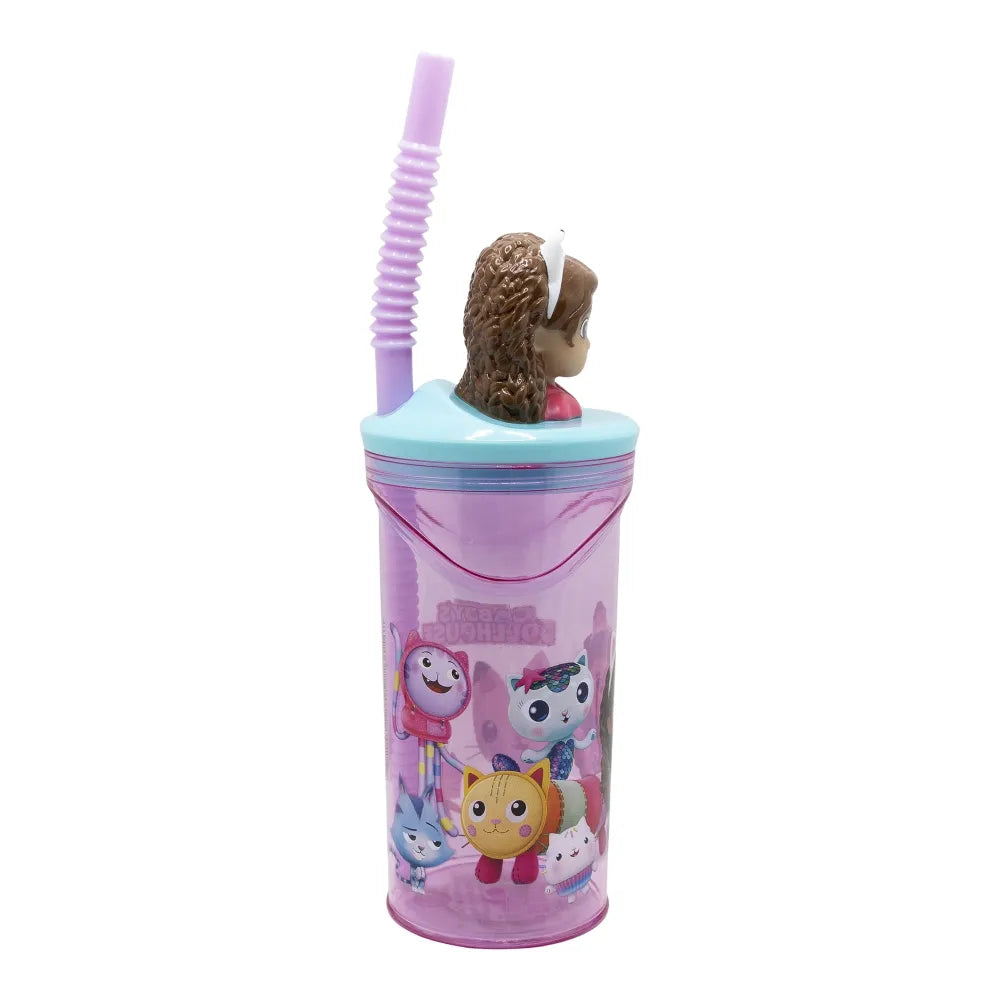 Gabbys Dollhouse 3D Kinder Mädchen Trinkbecher Becher mit Halm 360 ml - WS-Trend.de