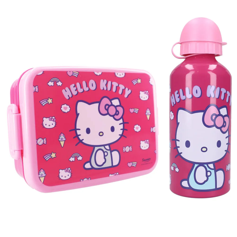 Hello Kitty 2 tlg. Kinder Lunch Set Brotdose XL Alu Trinkflasche 500 ml - WS-Trend.de