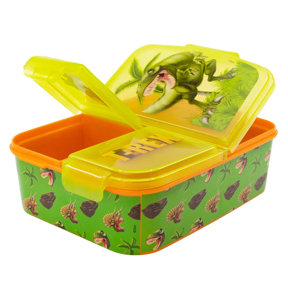 Dinosaurier T-Rex Kinder 2 teiliges Set Brotdose mit 3 Kammern plus Trinkflasche - WS-Trend.de