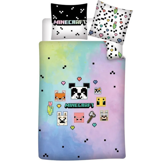 Minecraft Gamer Panda Mikrofaser Bettwäsche Set 135/140x200 63x63 cm - WS-Trend.de