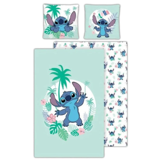 Disney Stitch Blau Kinder Mikrofaser Bettwäsche 2tlg. Set 135-140x200 65x65 - WS-Trend.de Baumwolle