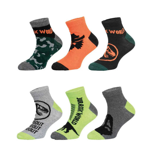 Jurassic World Dinos 6-er Pack Kinder Jungen Socken Sneaker - WS-Trend.de Gr. 23 bis 34