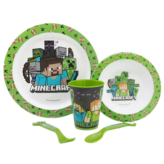 Minecraft Alex Creeper Steve Kinder Geschirr-Set 5 teilig Becher Teller Schüssel - WS-Trend.de