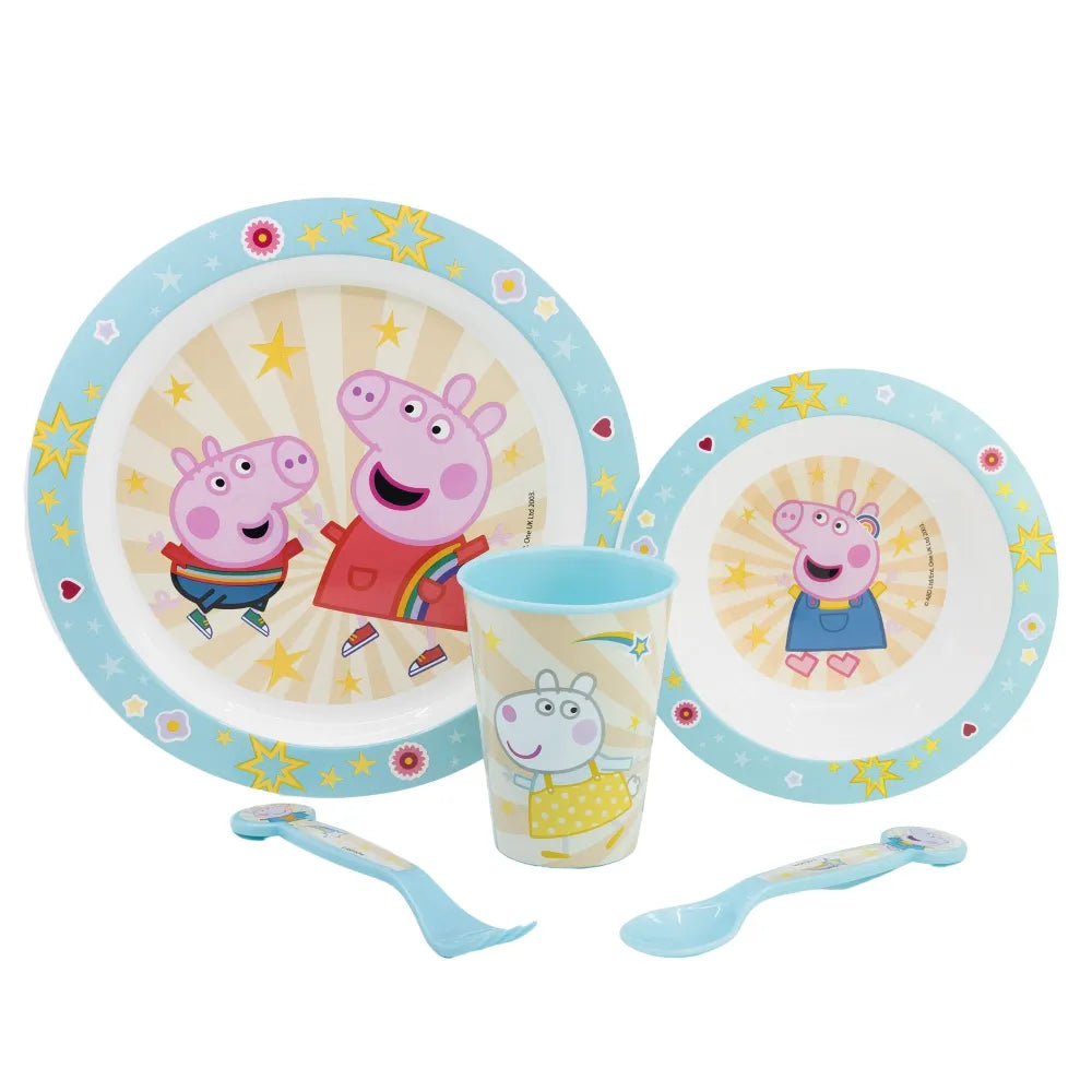 Peppa Wutz Kinder Geschirr-Set 5 teilig Becher Teller Schüssel Besteck - WS-Trend.de