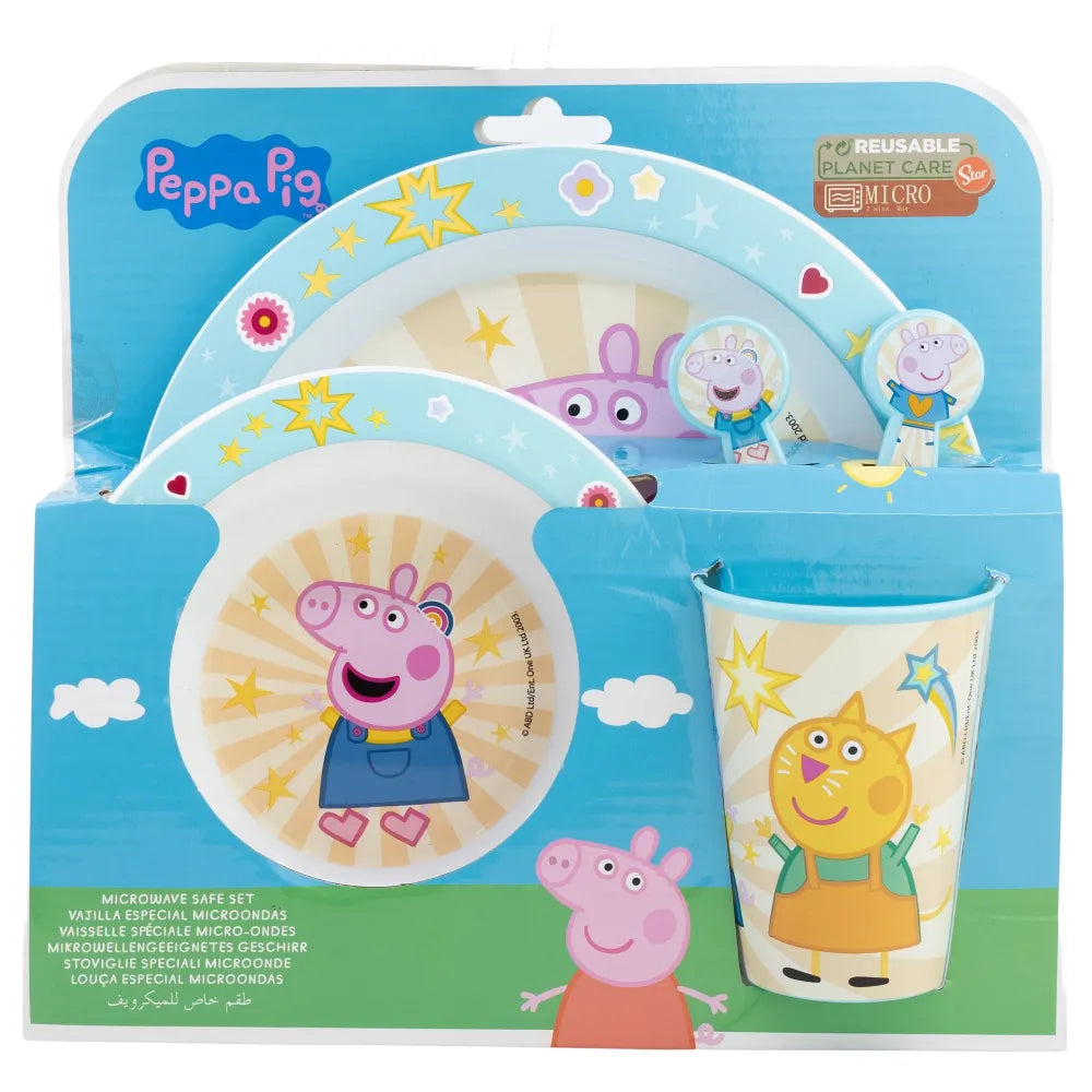 Peppa Wutz Kinder Geschirr-Set 5 teilig Becher Teller Schüssel Besteck - WS-Trend.de