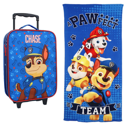 Paw Patrol Chase Kinder 2tlg Set Trolley Kinderkoffer plus Strandtuch 70x140 cm - WS-Trend.de