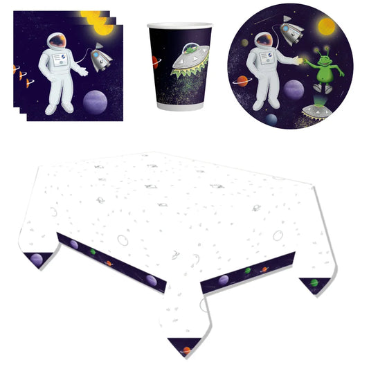 Astronaut Weltraum Geburtstag Deko Set 33 tlg. Geschirr Kinder Partyset - WS-Trend.de