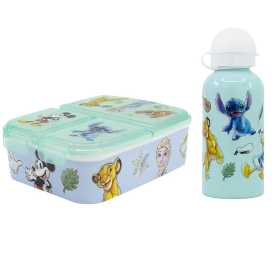 Disney All Stars Kinder 2 tlg Set 3 Kammer Brotdose plus Aluminium Trinkflasche - WS-Trend.de