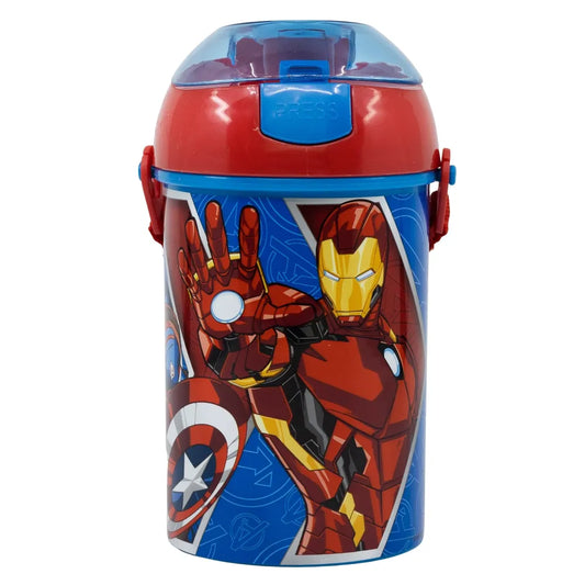 Marvel Avengers Wasserflasche Trinkflasche Flasche Trinkhalm Gurt 450 ml - WS-Trend.de