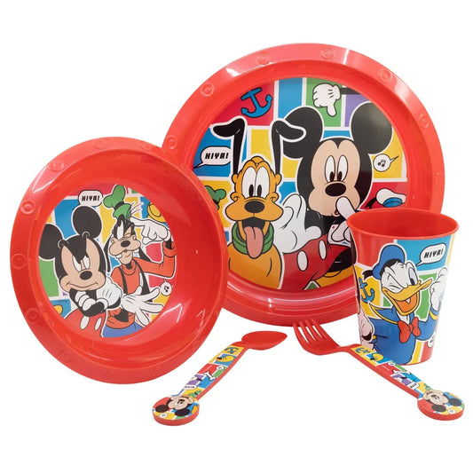 Disney Mickey Maus Kinder Geschirr-Set 5 teilig Becher Teller Schüssel Besteck - WS-Trend.de