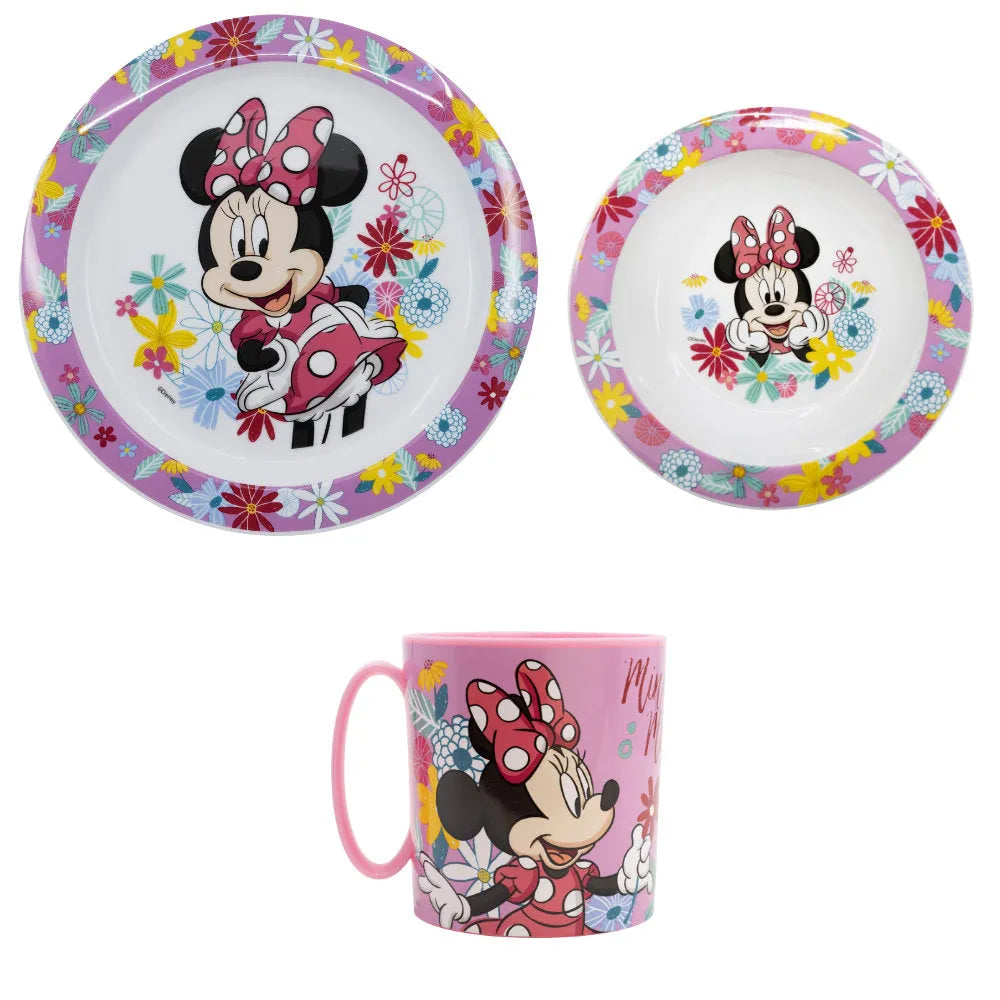 Disney Minnie Mouse Kinder Geschirr-Set 3 teilig Becher (350ml) Teller Schüssel - WS-Trend.de