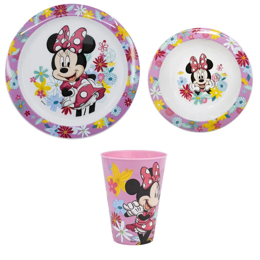 Disney Minnie Mouse Kinder Geschirr-Set 3 teilig Becher (430ml) Teller Schüssel - WS-Trend.de