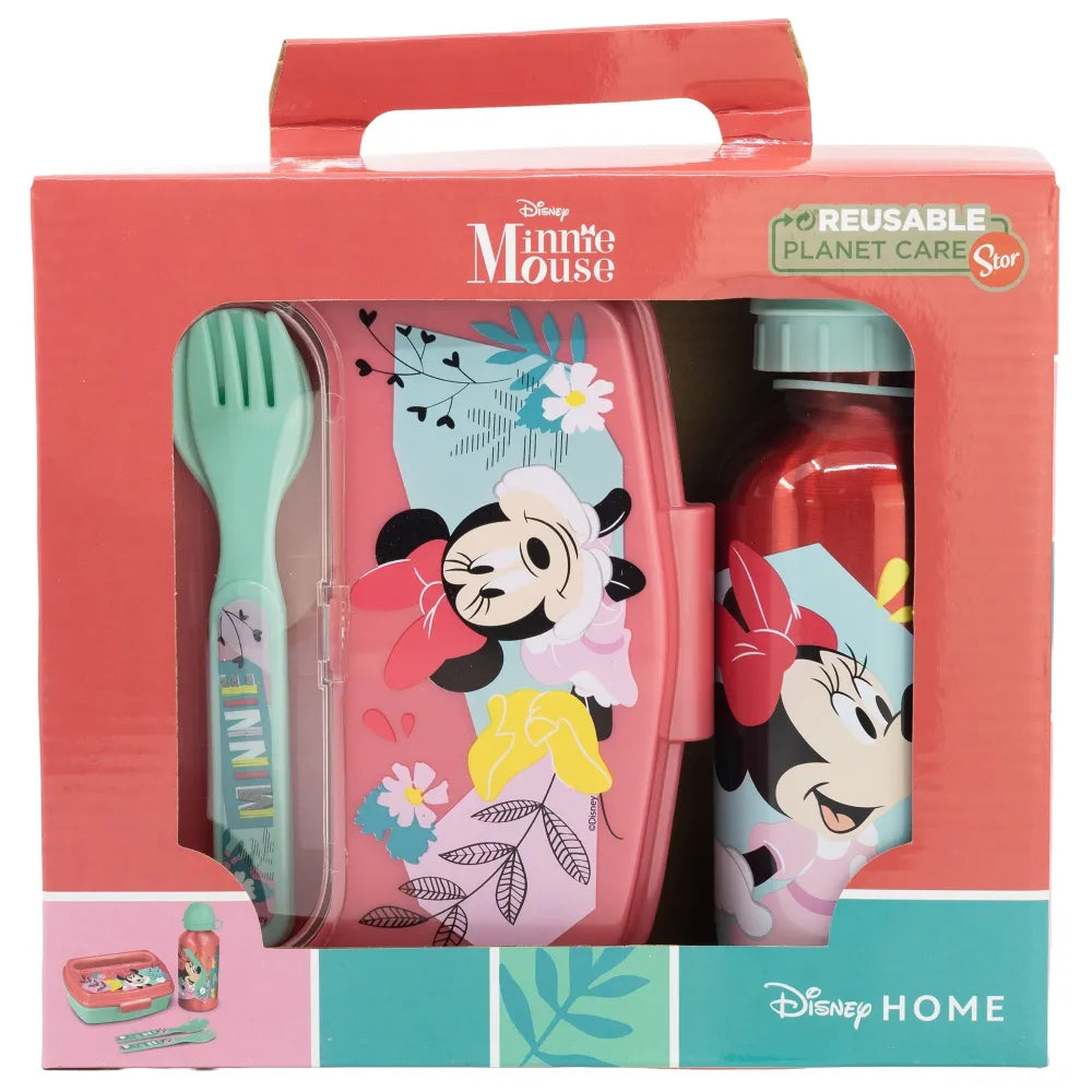 Disney Minnie Maus 4 tlg Kinder Lunch Set Brotdose Alu-Trinkflasche Besteck - WS-Trend.de