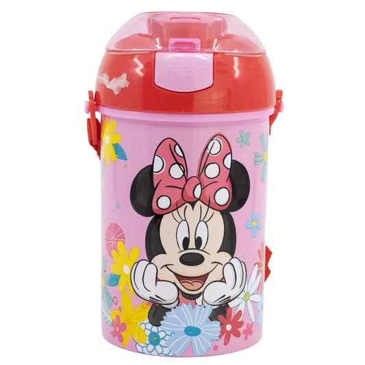 Disney Minnie Maus Trinkflasche Flasche mit Trinkhalm Gurt 450 ml - WS-Trend.de Wasserflasche