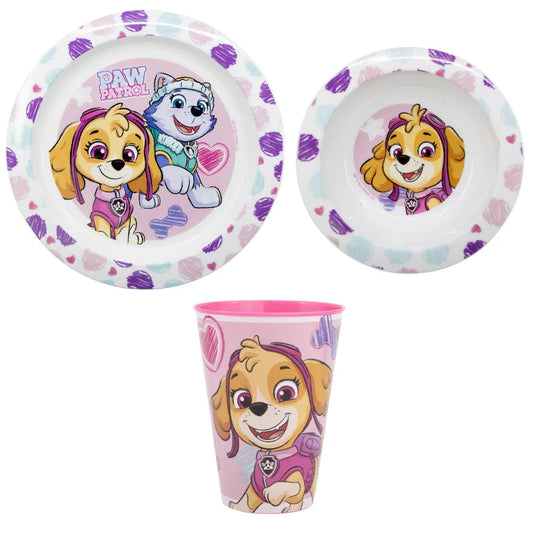 Paw Patrol Skye Everest Kinder Geschirr-Set 3 teilig XL Becher Teller Schüssel - WS-Trend.de