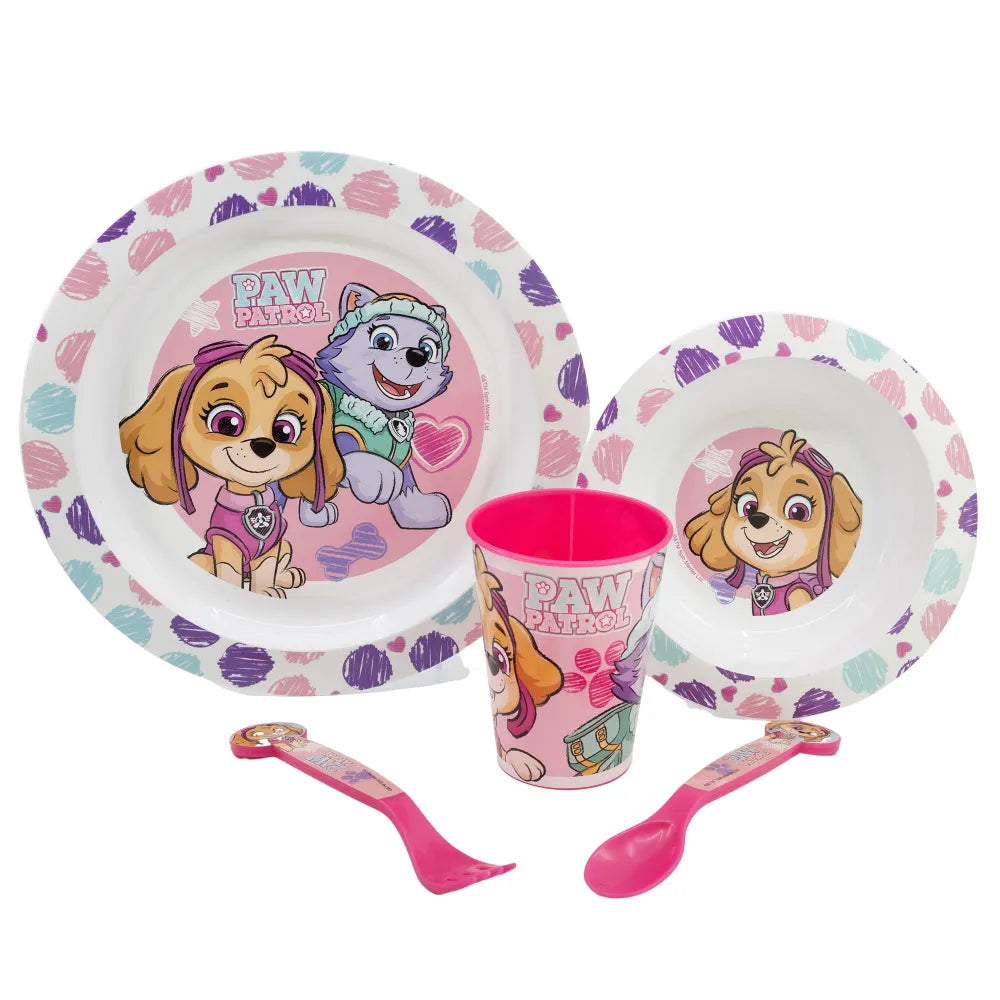 Paw Patrol Skye Everest Kinder Geschirr-Set 5 tlg Becher Teller Schüssel Besteck - WS-Trend.de