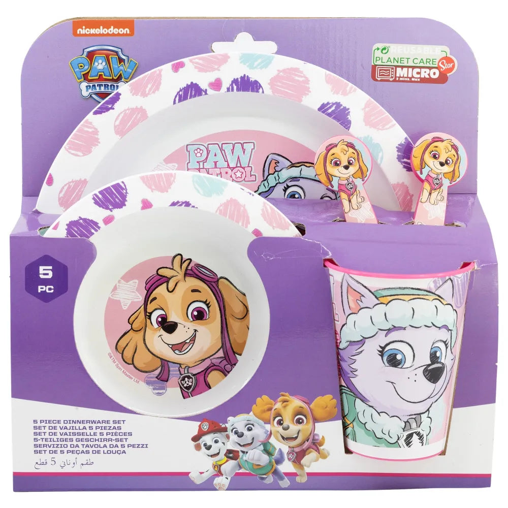 Paw Patrol Skye Everest Kinder Geschirr-Set 5 tlg Becher Teller Schüssel Besteck - WS-Trend.de