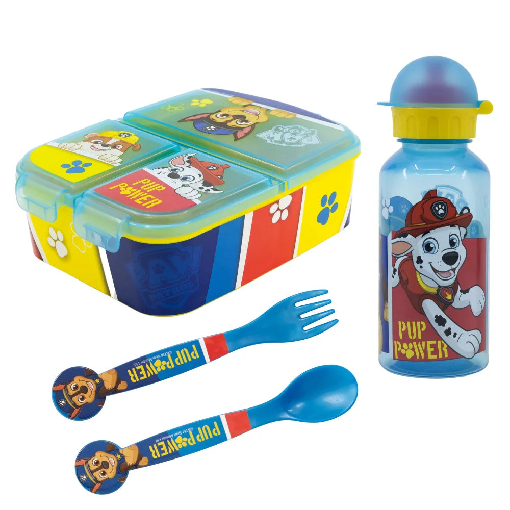 Paw Patrol Chase Marshall 4 tlg Kinder Set Brotdose Trinkflasche Besteck - WS-Trend.de