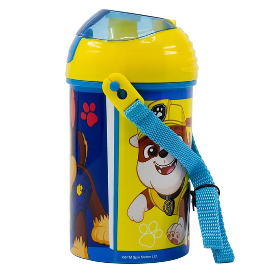 Paw Patrol Kinder Wasserflasche Flasche mit Trinkhalm Gurt 450 ml - WS-Trend.de Chase Rubble