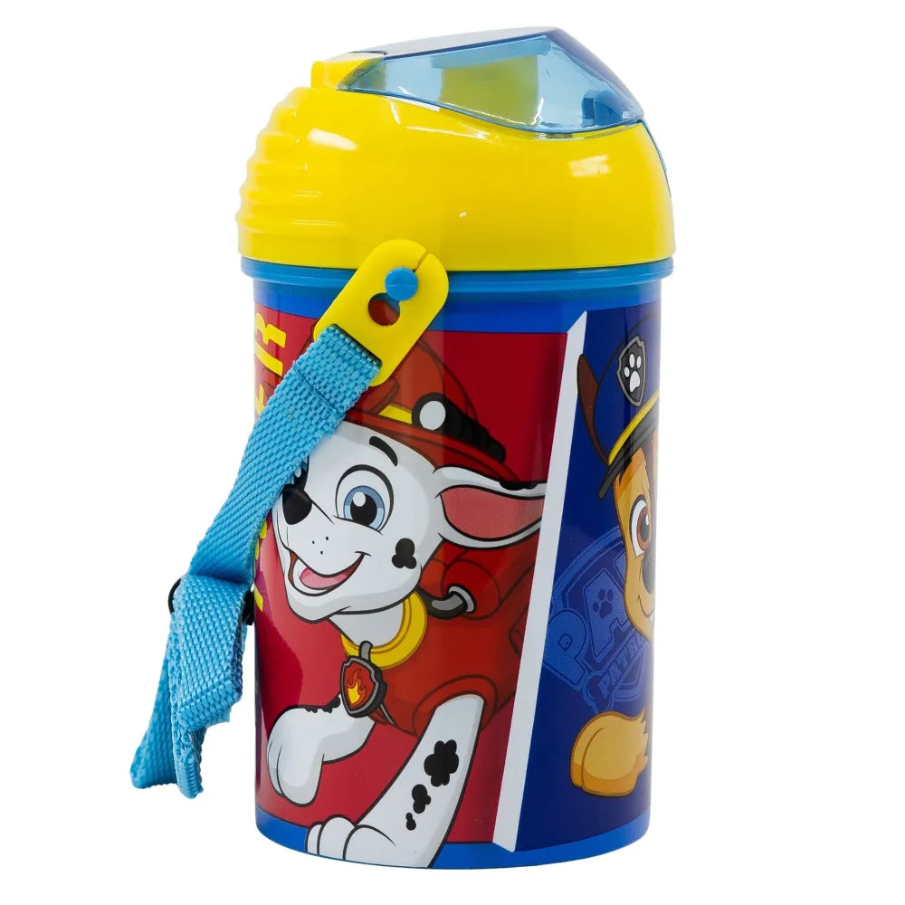 Paw Patrol Kinder Wasserflasche Flasche mit Trinkhalm Gurt 450 ml - WS-Trend.de Chase Rubble