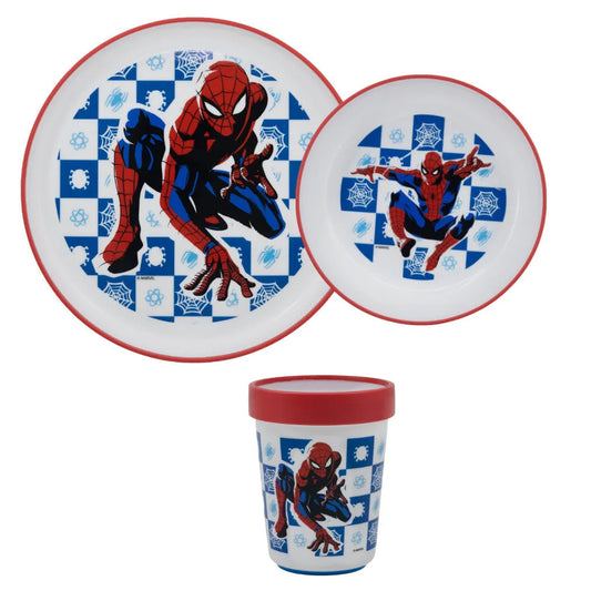 Marvel Spiderman Kinder Geschirr-Set 3 teilig Becher Teller Schüssel - WS-Trend.de