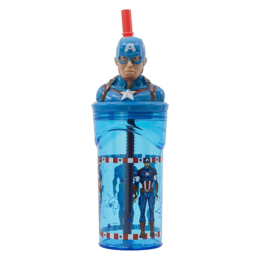 Marvel Captain America 3D Deckel Kinder Trinkbecher Becher mit integriertem Halm - WS-Trend.de