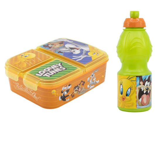 Looney Tunes 2 tlg. Lunch Set Brotdose mit 3 Kammern Trinkflasche 400 ml - WS-Trend.de