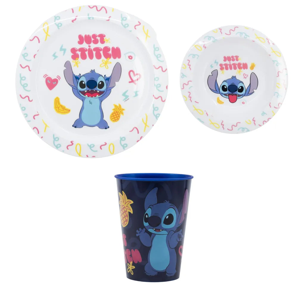 Disney Stitch Kinder Geschirr-Set 3 teilig Becher Teller Schüssel - WS-Trend.de