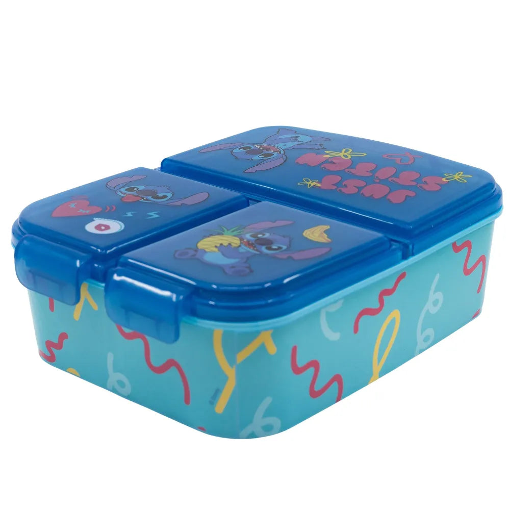 Disney Stitch 2 tlg. Lunch Set Brotdose mit 3 Kammern Alu-Trinkflasche 530 ml - WS-Trend.de